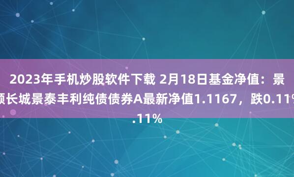 2023年手机炒股软件下载 2月18日基金净值：景顺长城景泰丰利纯债债券A最新净值1.1167，跌0.11%