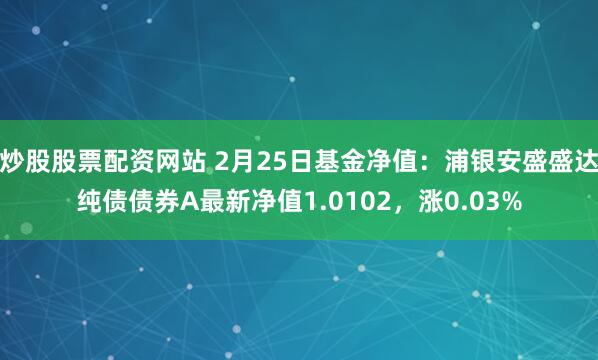 炒股股票配资网站 2月25日基金净值：浦银安盛盛达纯债债券A最新净值1.0102，涨0.03%